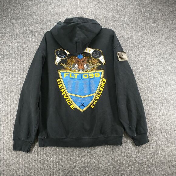 Gildan Men's FLT 038 Warthogs Pullover Graphic Hoodie Black Medium Military - Picture 7 of 16